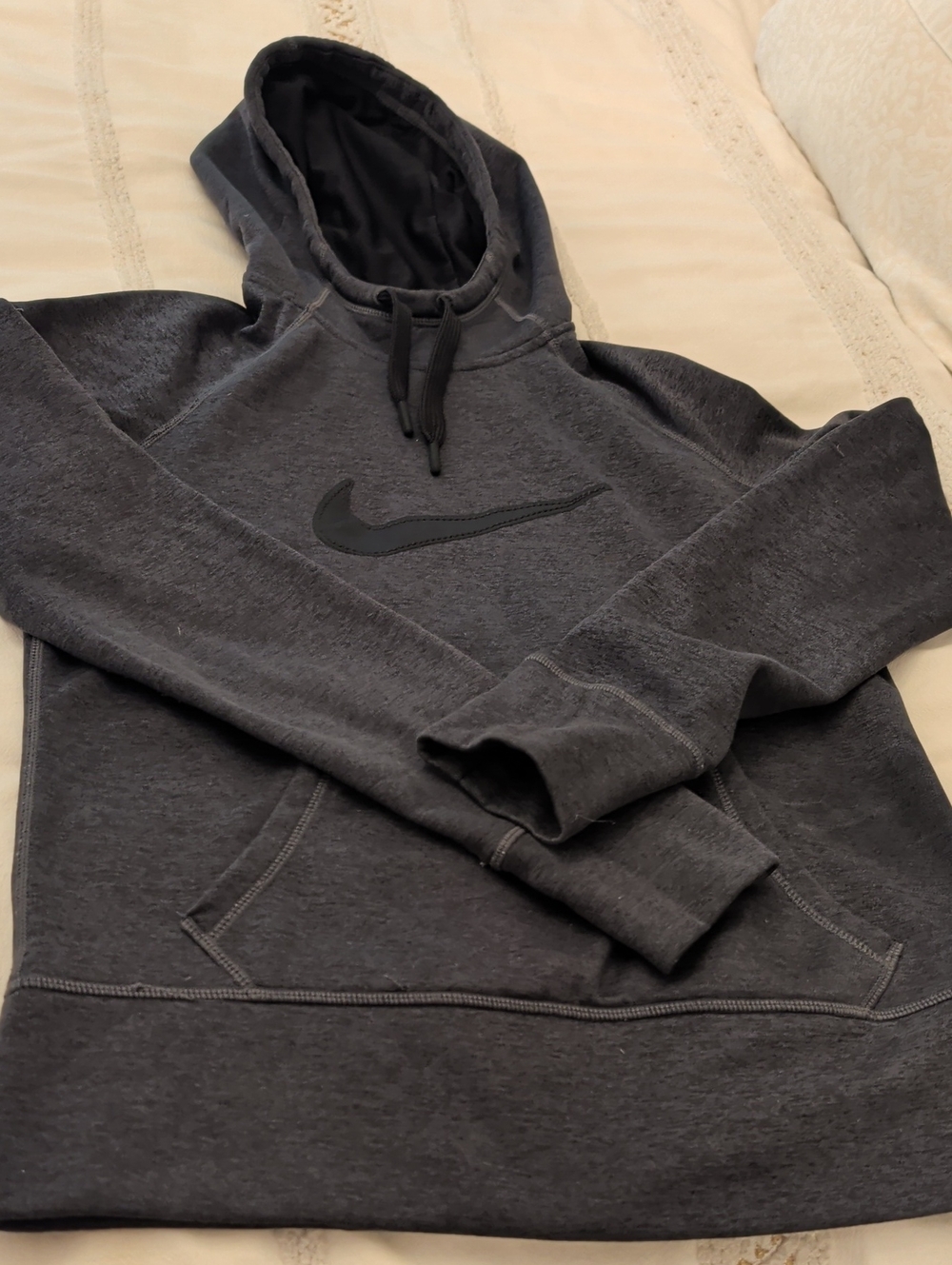 Nike Women's Dark Gray Pullover Hoodie with Black Swoosh
